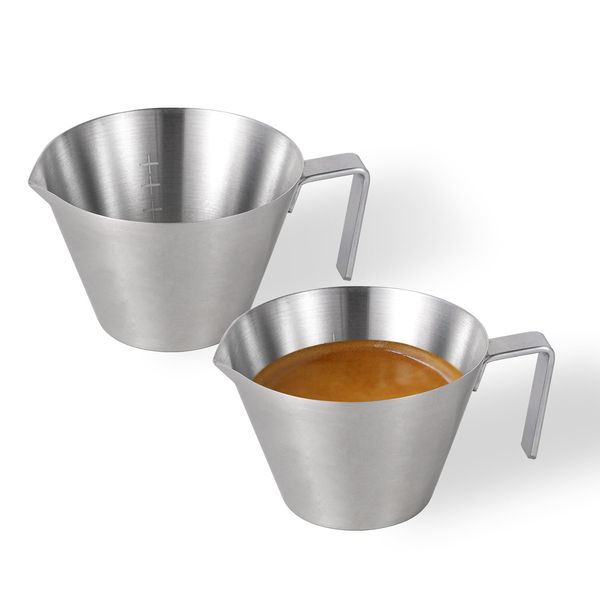 MHW-3BOMBER Espresso Shot Cups with Handles, 2 oz Espresso Measuring Cups 2 Pack for Barista Coffee Tartar Sauce Dressing (Matte Glossy) G5140*2