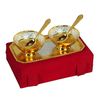 Silver & Gold Plated Brass Bowl Set 5 Pcs. (Bowls 3.5" Diameter & Tray 9.5" x 5.5") IND