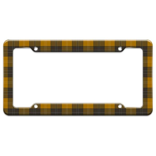 GRAPHICS & MORE Plaid Mustard Yellow Gray Grey Pattern License Plate Tag Frame