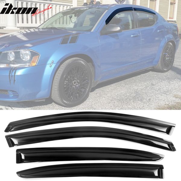 Fits 08-14 Dodge Avenger Acrylic Window Visors Sun Rain Guards Deflector 4Pc Set