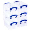Really Useful Plastic Storage Box 0.3 Litre Clear (Pack of 6)