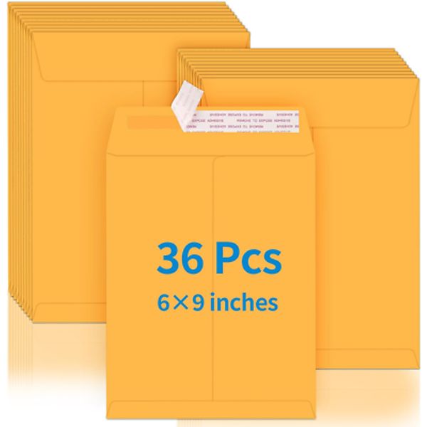 36 Pack Catalog Envelopes Self Seal, 6 X 9 Inches Catalog Mailing Envelopes, Bro