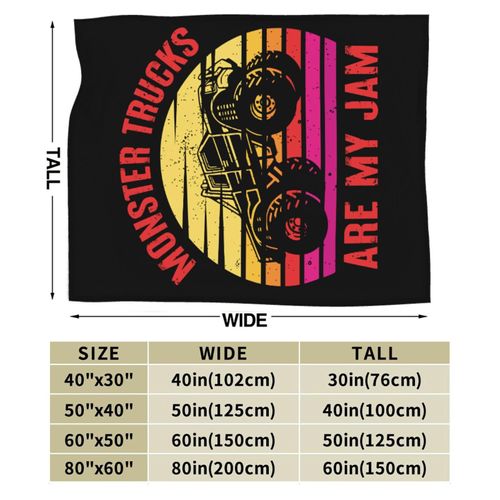 Jbofyee Monster Trucks Throw Blankets All Season Ultra Soft Warm Fleece Blanket for Home Bed Sofa Couch Chair Outdoor Travel Camping 50x40 Inch
