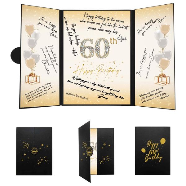 Crenics 60th Birthday Decorations for Men Women, Creative 60th Birthday Guest Book Alternative, 60th Birthday Signature Book Poster 18 x 12 inch, Great 60th Birthday Gifts