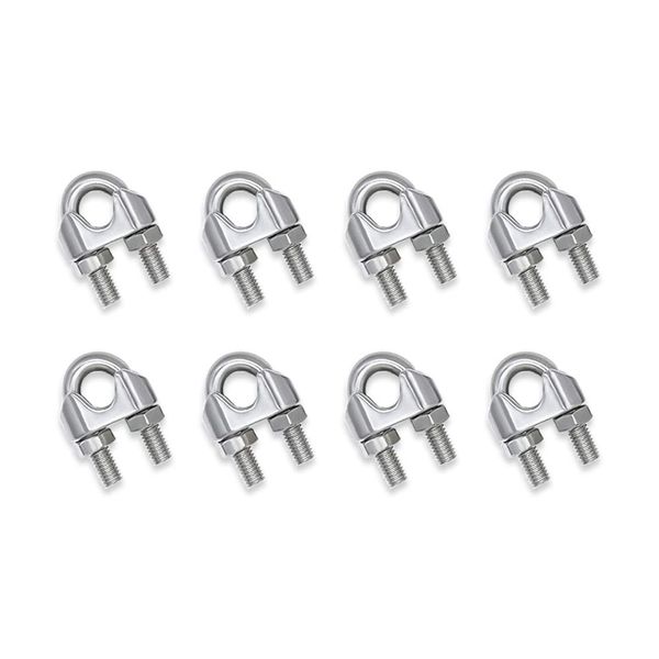 HYWJ U-Bolt Wire Rope Clip U Hardware Cable Clamps M2 Stainless Steel 8pcs (Pack of 8)