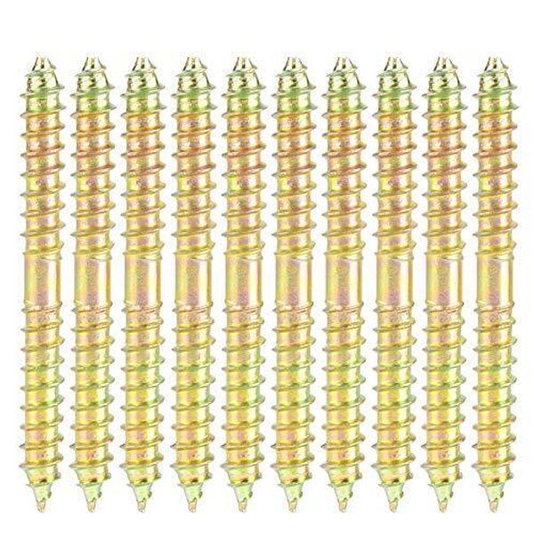 Double Ended Screws 10pcs Woodworking Dowel Screws 6 X 60mm Zinc Plating Dowel S