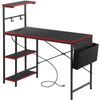 44" Reversible Gaming Desk with Power Outlet & LED Lights Corner Computer Desk