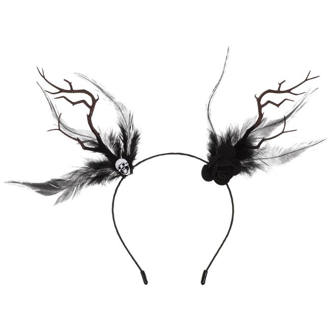 Beaupretty Halloween Antler Headband Feather Headpiece Witch Tree Branches Headband Halloween Cosplay Gothic Headpiece