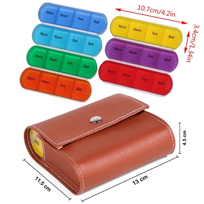 Personalized Portable Travel 7 Day Plastic Medicine Pill Box Weekly Pill  Case Organizer Wallet with PU Leather Bag - China Pill Box, Plastic Box