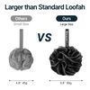 AmazerBath Loofah Sponge, Shower Loofah for Men and Women - Body Scrubber Loofa Set of 3 Classic Black & White Edge, Bath Sponge 60g/PCS