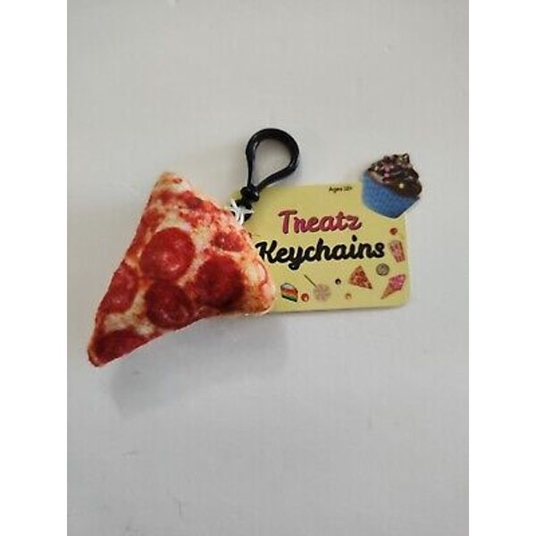 Plushie TREATZ KEYCHAIN Pepperoni Pizza Slice Clip Zipper Clip