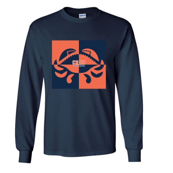 Crab Sports Color Block (Navy) / Long Sleeve Shirt - Large / Blue