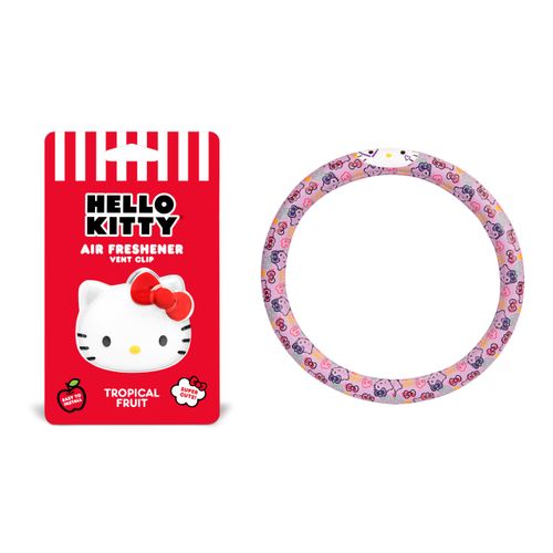 Hello Kitty Steering Wheel Cover, Official Sanrio Car Steering Wheel Cover with Easy Clip-on Car Air Freshener – Cute and Long-Lasting Hello Kitty Air Freshener for Car, Odor Eliminator, Fun Scents