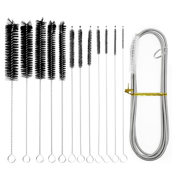 FINEASY 13 Pcs Drain Brush, 160cm Cleaning Brush Flexible Long Pipe Pipe Cleaners Nylon Bristles Fridge Drain Hole Cleaning Tool for Bottle Straws Refrigerator Tube Cleaning