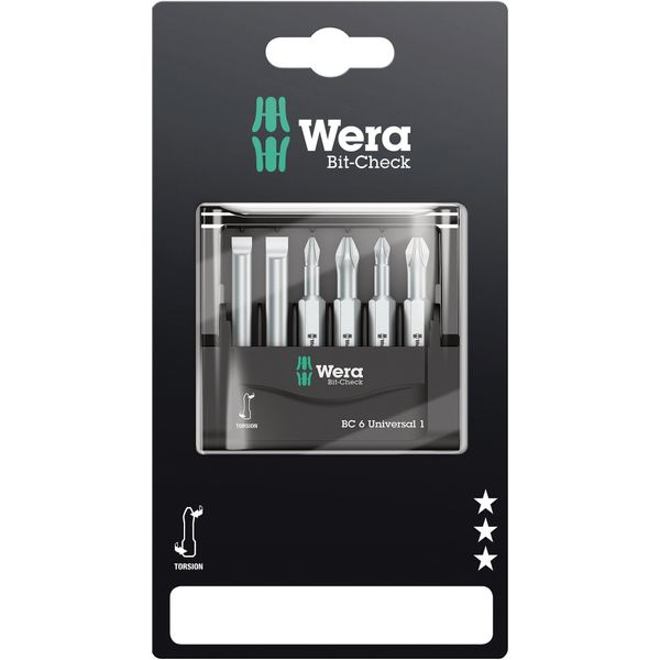 Bit check 6 universal 1SB bits for SLOTTED/PH/PZ screws