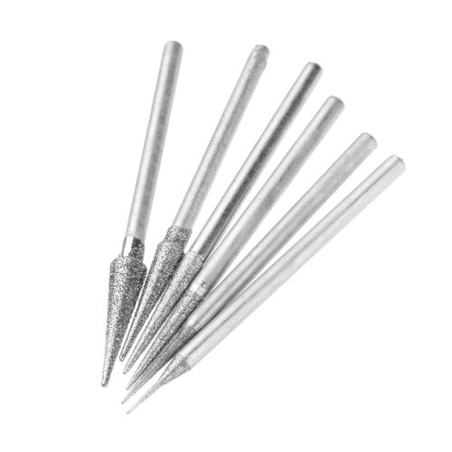 Set of 6 Diamond Coated Polishing Needles Drill Bit Nail Head Grinding Tool 0.09 inch (2.35 mm)