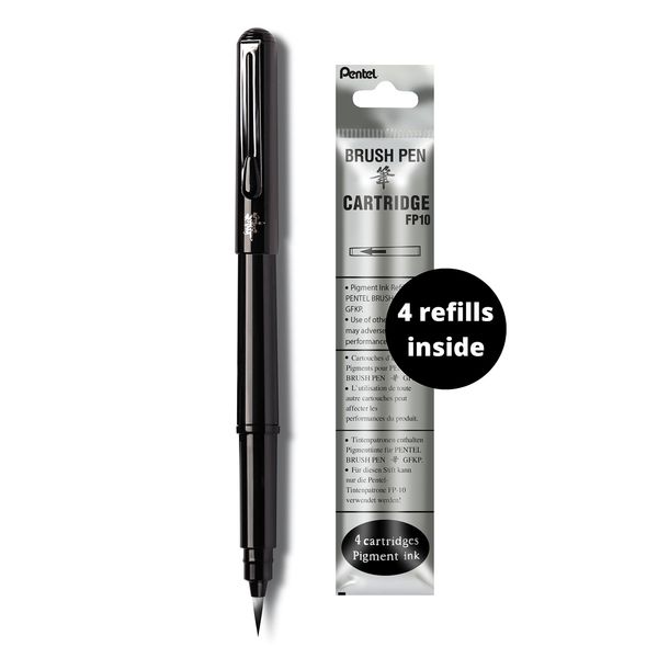 Pentel Fountain Brush Pen - Black ink, single piece