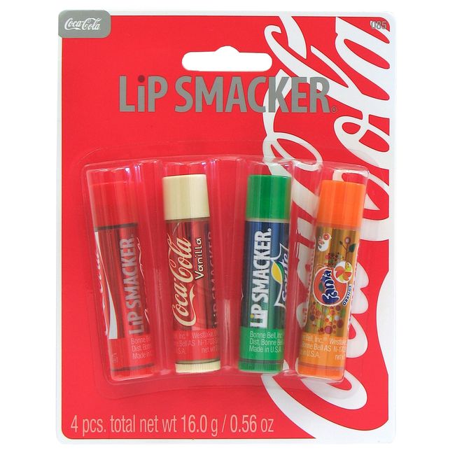 Lip Smacker Coca Cola Lip Balm Flavor Set, Classic Coca Cola, Vanilla Coke, Sprite, Orange Fanta