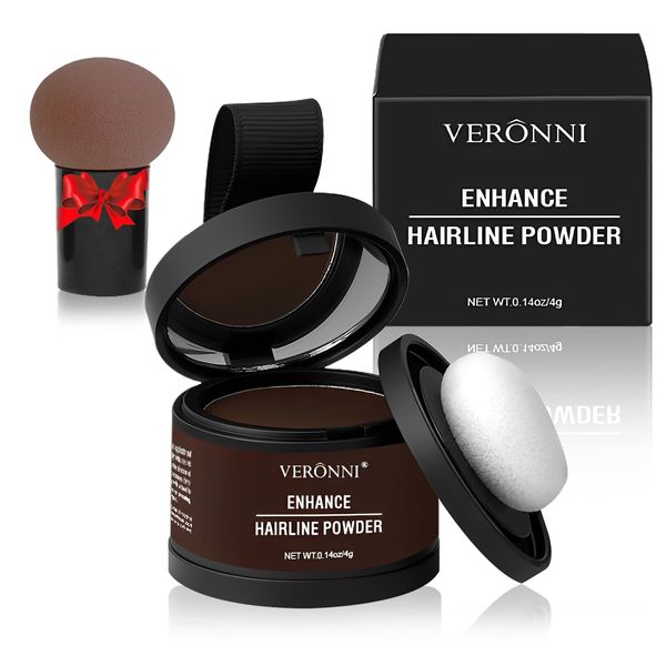 Hairline Powder,Root Touch Up Hair Powder with Mushroom Head air Cushion, Root Cover Up,Instantly Conceals Hair Loss for Thinning Hair for Women and Men, Bald Spots, Eyebrows, Beard Line(Dark Brown)