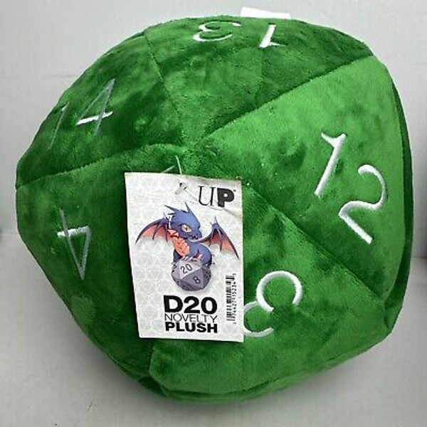 Jumbo D20 Novelty Dice Plush Green White Ultra Pro Novelty Stuffed Tabletop