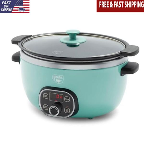 6 QT Ceramic Slow Cooker Programmable Nonstick Pot Healthy Digital Timer Health