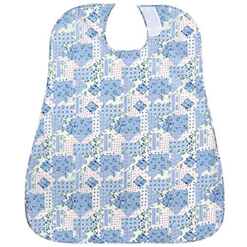 MEAL APRON Meal Apron, Nursing Care, Water Repellent, Waterproof, 29.5 x 35.4 inches (75 x 90 cm), Patchwork Pattern (Blue)