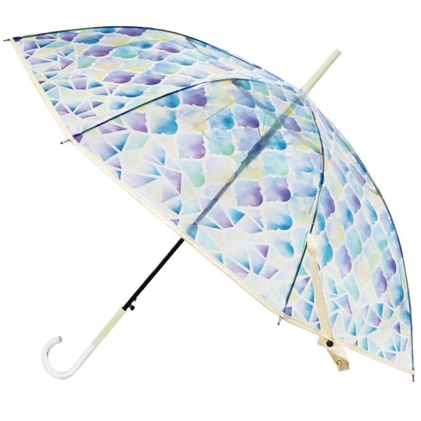 Santos JK-140 Enchante Stained Glass Umbrella, Moroccan Tile, Blue, 22.8 inches (58 cm), Women's, Long Umbrella, Rain Umbrella, Jumping