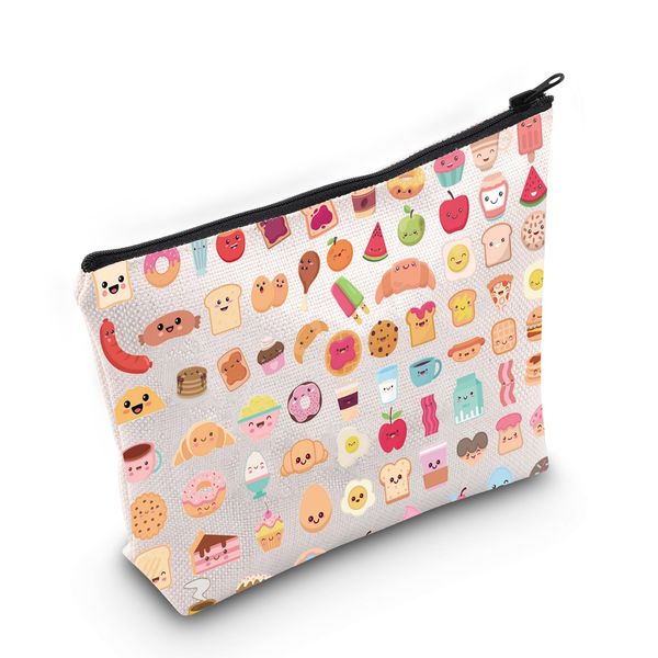 LEVLO Kawaii Food Cosmetic Makeup Bag Gift For Sweet Food Lover Cartoon Food Travel Pouch Bag Summer Sweet Food Party Gift, Kawaii Food, Cosmetic Bag