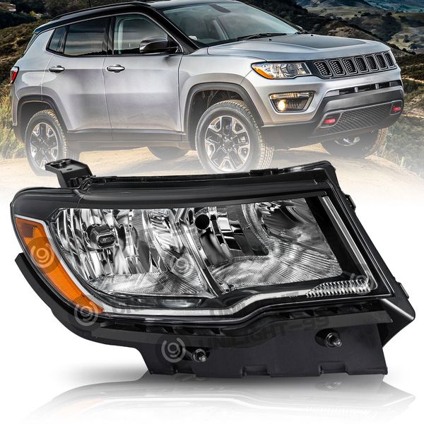 Halogen Headlight for 2017-2021 Jeep Compass  OE Style Lamp Right Passenger RH