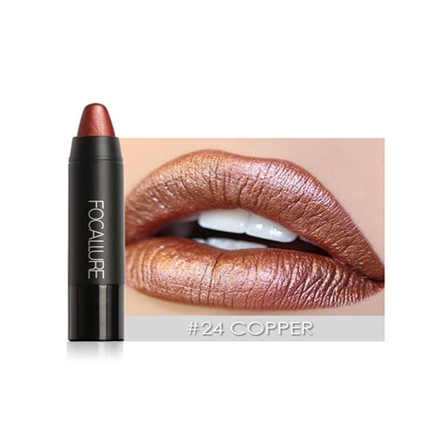 FOCALLURE Lip Color Shimmer Metallic Lipstick-#24-Copper