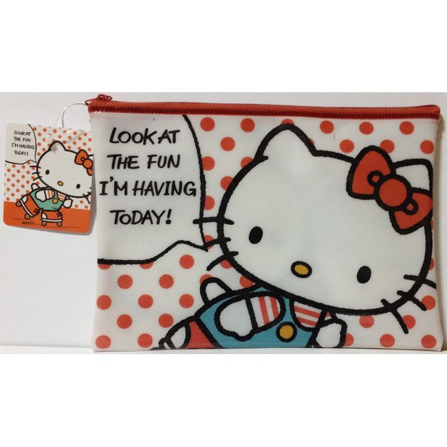 SANRIO Hello Kitty Skater Accessories Cosmetic Flat Vinyl Pouch Zipper Case Bag 20x14.5cm (