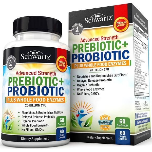 Prebiotics and Probiotic with Whole Food Enzymes for 60 Count (Pack of 1)