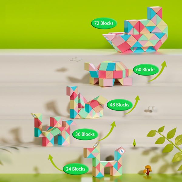 Creative Cute Macaron's Color Scheme Magic Snake Cube Magic Ruler Puzzle Twist Toy (24 Blocks)