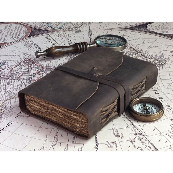 Vintage Leather Journal Notebook Antique Deckle Edge Paper 100% Handmade UNIQUE