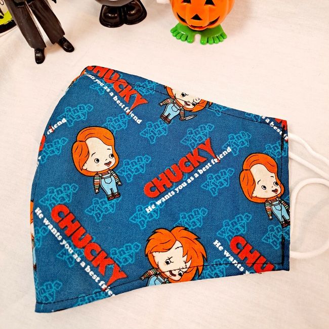 Handmade face mask Adult size, Unisex "Hi, I'm Chucky, your friend till the end"