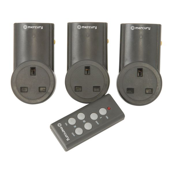 kenable Remote Control Mains Socket Energy Saving Mains Power Adapter Set of 3