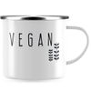 JUNIWORDS Emaille-Tasse, Vegan, Silberner Tassenrand