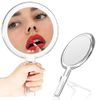 MILEDUO Double Sided Handheld Mirror with Stand 1X/10X Magnifier with Handle Clear Adjustable Handheld Mirror Round Makeup Hand Mirror for Women Girls Makeup Tools Home Travel