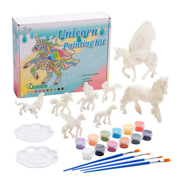 Fun Express DIY Unicorn Scultpure Painting Kit, All in One Kids Craft Kit, Birthday and Everday Gifts, Great for Creative Acitivity for Home and School