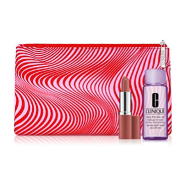 Qty 3 Clinique Lip Stick Makeup Remover Lashes Lids Cosmetic Bag Gift Set