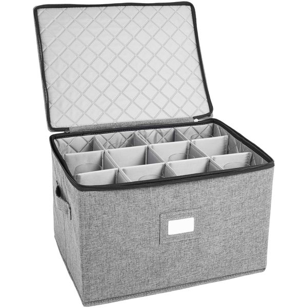 storageLAB China Storage Containers, Containers for Organizing, Hard Shell Case, Felt Plate Dividers, Moving Supplies, Storage Box, Wine, Dishes, Glasses Storage, Charger Plates Storage Containers