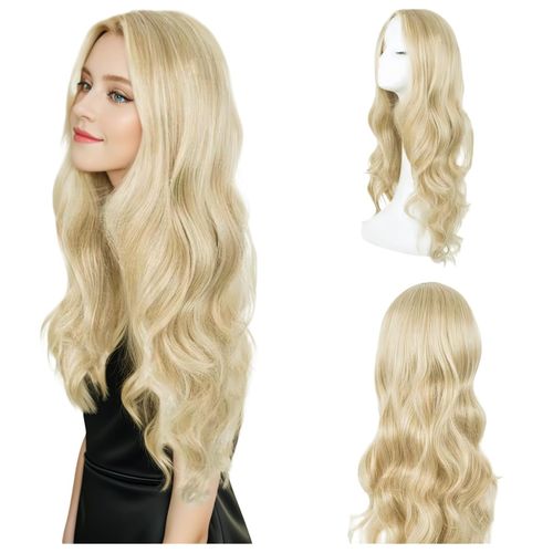 SDXCJY Wave Wig Long Curly Wigs for Women Girls,27’’ Long, Women's Charming Full Hair Replacement Synthetic Hair Wigs,Ladies Fancy Dress Wig for Cosplay Party, Daily Use (Blonde) (color)