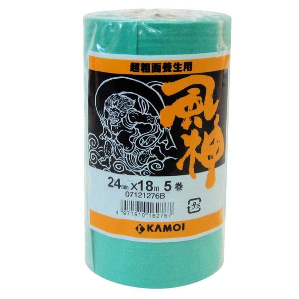 Kamoi Masking Tape, Fujin For Super Coarse Surfaces, 5 Rolls, 0.9 inches x 59 ft (24 mm x 18 m)