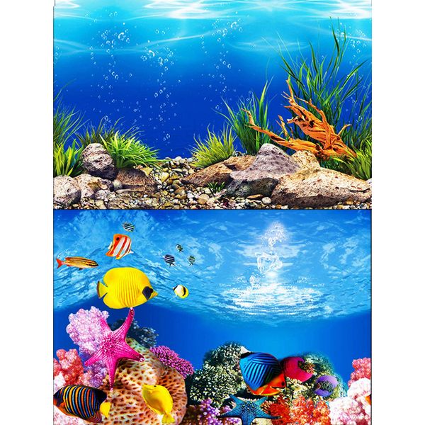 ELEBOX Water Plants Aquarium Background Poster HD Fish Tank Background Decorations Landscape 2 Sided 16"x 40"