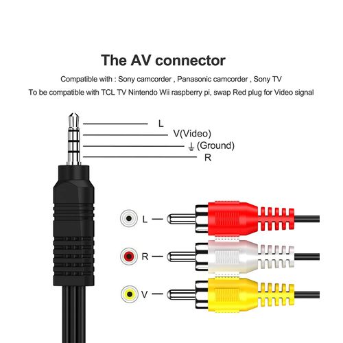 Av Cable,Camcorder Av Cable, 3.5mm to RCA Camcorder AV Audio Video Output Cable for TV,Camcorder,Smartphones,MP3, Tablets,Speakers,Home Theater - 5ft