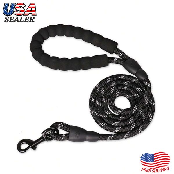 Dog Leash 5Ft Heavy Duty Large Pet Rope Comfortable Handle Reflective Nylon Rope