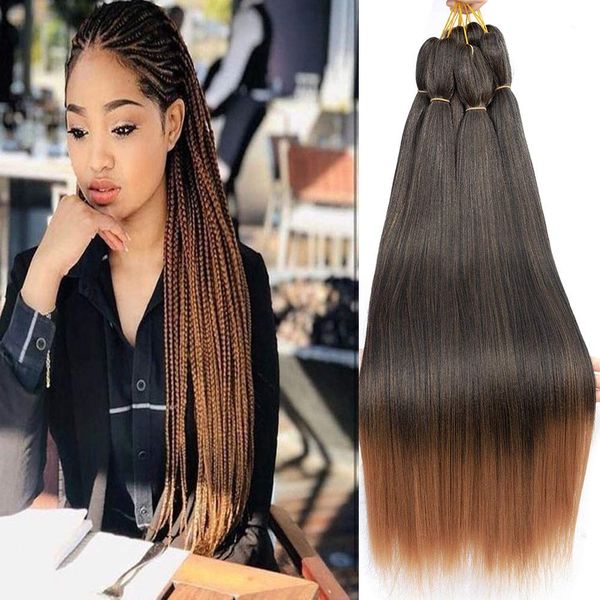 Pre Stretched Braiding Hair 30 Inch 8 Packs Prestretched Braiding Hair Long Mixed Colored Two Tone Black/Brown Synthetic Crochet Hair For Box Braids Crochet Hair, Yaki Straight,Itch Free(30",T1B/30#)