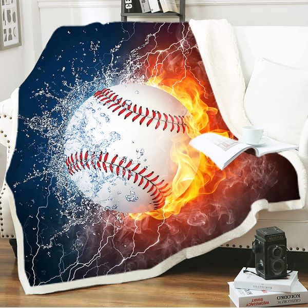 Blytheyes Baseball Blanket Throw Blanket Flannel Blanket Soft Baseball Blanket Adorable Kids Blanket Bed Blanket Super Soft Flannel Sofa Blanket for Office, Bedroom, Travel, All Seasons 50 * 60inch