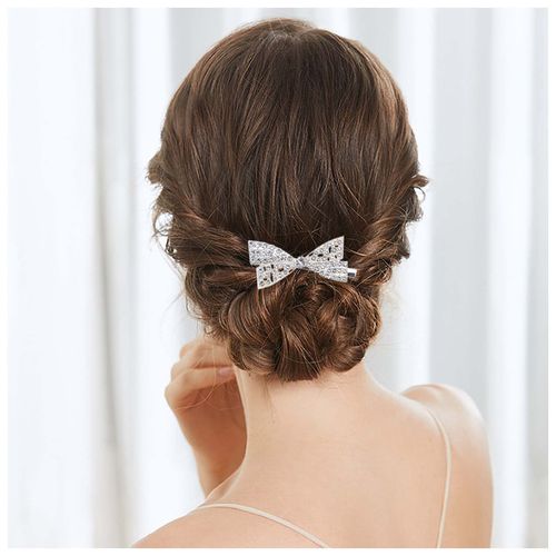 Cimenexe Bohemian Crystal Wedding Hair Barrette Clips Glitter Floral Hair Clips Sparkly Rhinestone Hair Clip Barrette Crystal Hair Clip Bride Cz Headwear Bridal Decorative Hair Accessories Jewelry