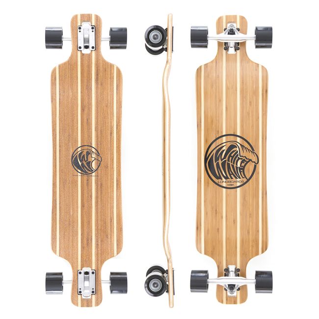 White Wave Bamboo Longboard Skateboard. Ideal for Cruising and Carving Fun. Longboard for Adults & Teens That is Great for Beginners, Intermediate, or Advanced Riders (Warrior)